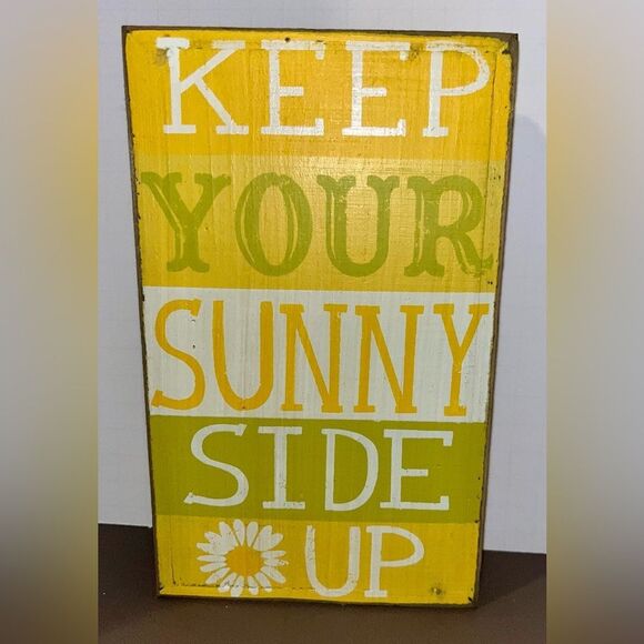 Rustic Wooden KEEP YOUR SUNNY SIDE UP Sign - 8" cheer wall shelf decor - Picture 1 of 4